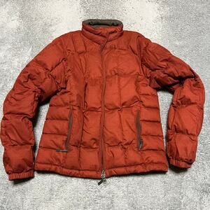 Ibex Coat Womens Small Wool Goose Down Insulated Puffer Orange ***